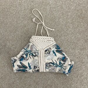 PacSun Women's Cream and Blue Bikini and tankini-tops